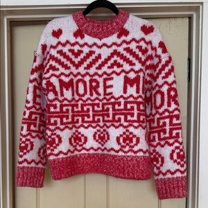 H&M Red and White Graphic Sweater